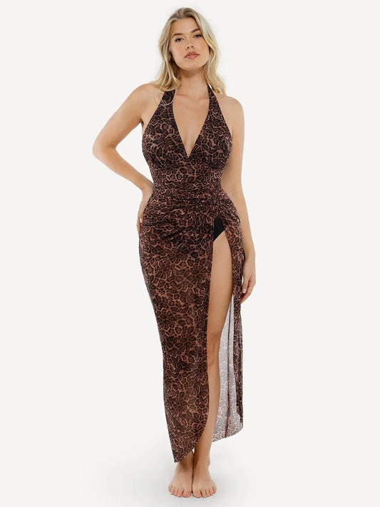 Shapewear Halter Tummy Control Swimsuit And Cover-Up Set