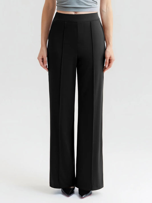 Shapewear Stretch Knit High-Waisted Tummy Control Wide Leg Trousers