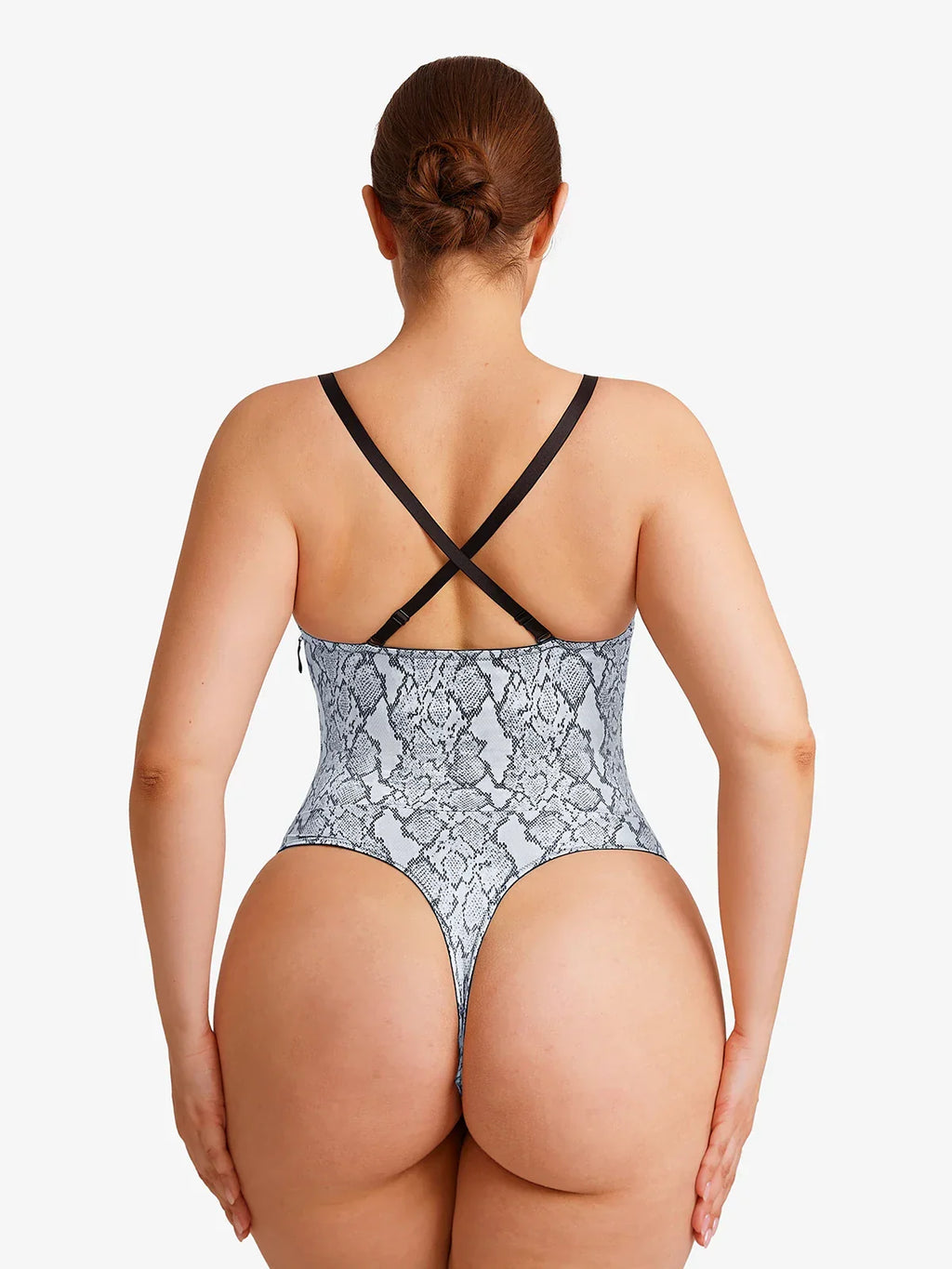 Shapewear Lace-Up Corset Bodysuit with Removable Straps