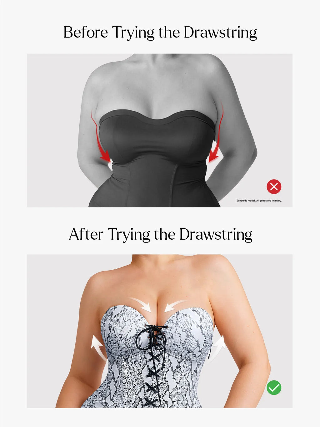 Shapewear Lace-Up Corset Bodysuit with Removable Straps