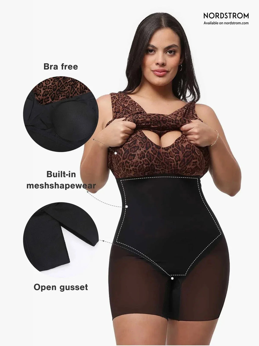 Shapewear Leopard Ruched Cowl Neck Sculpting Maxi Dress