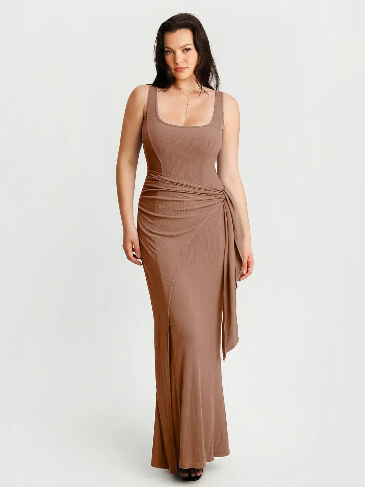 Shapewear Modal Twist Wrap Tummy Control Maxi Dress