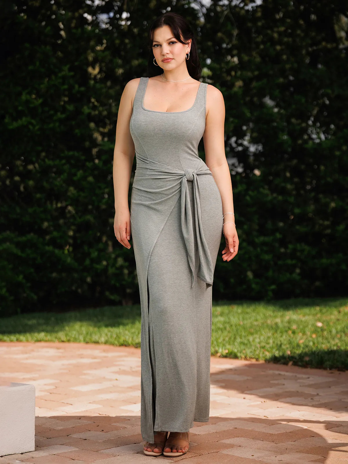 Shapewear Modal Twist Wrap Tummy Control Maxi Dress