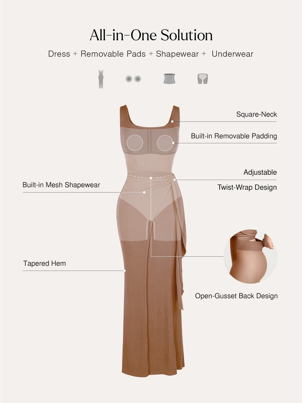 Shapewear Modal Twist Wrap Tummy Control Maxi Dress