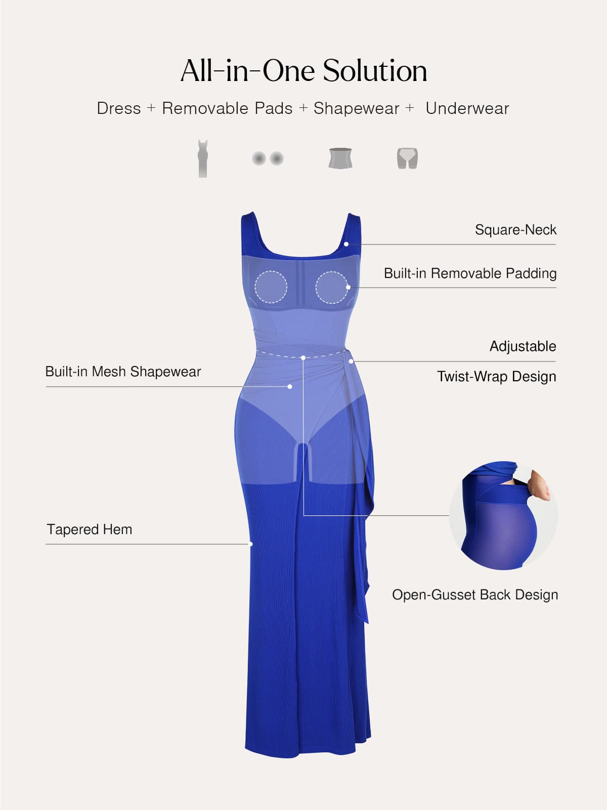 Shapewear Modal Twist Wrap Tummy Control Maxi Dress