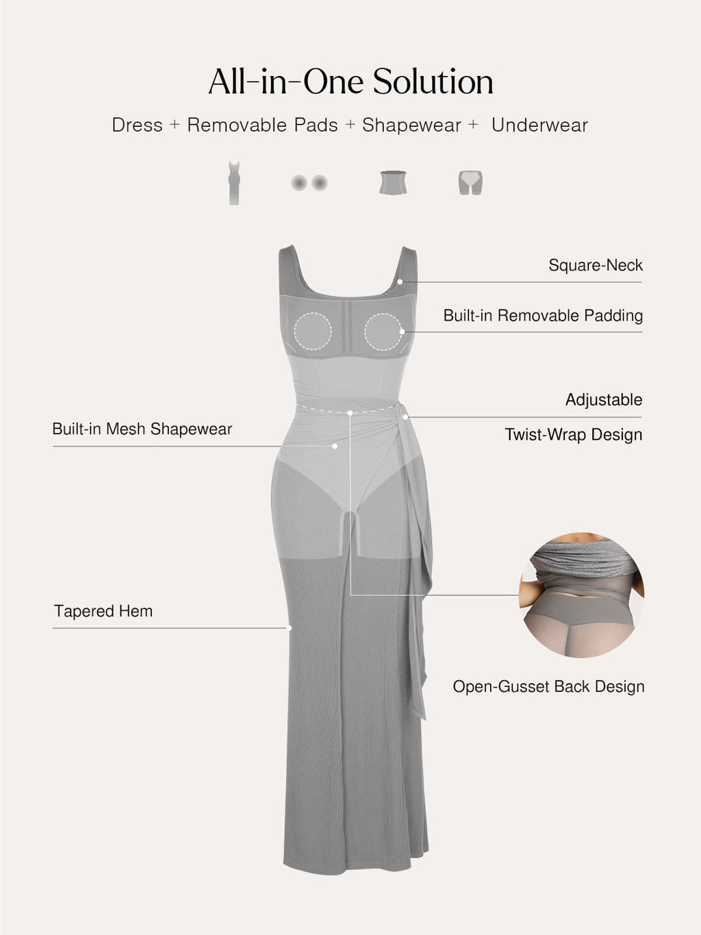 Shapewear Modal Twist Wrap Tummy Control Maxi Dress