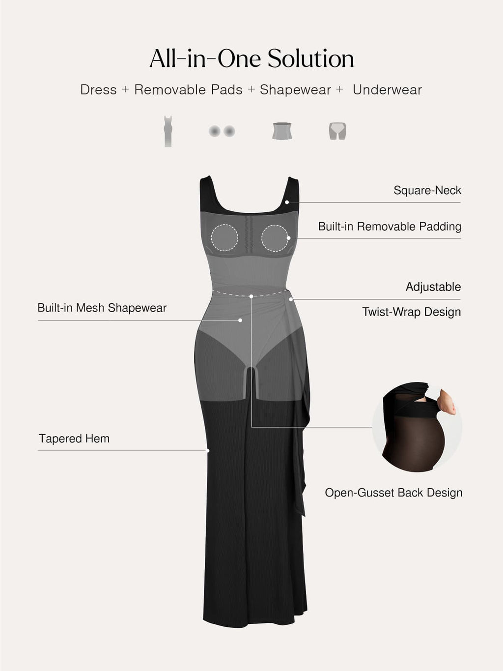 Shapewear Modal Twist Wrap Tummy Control Maxi Dress