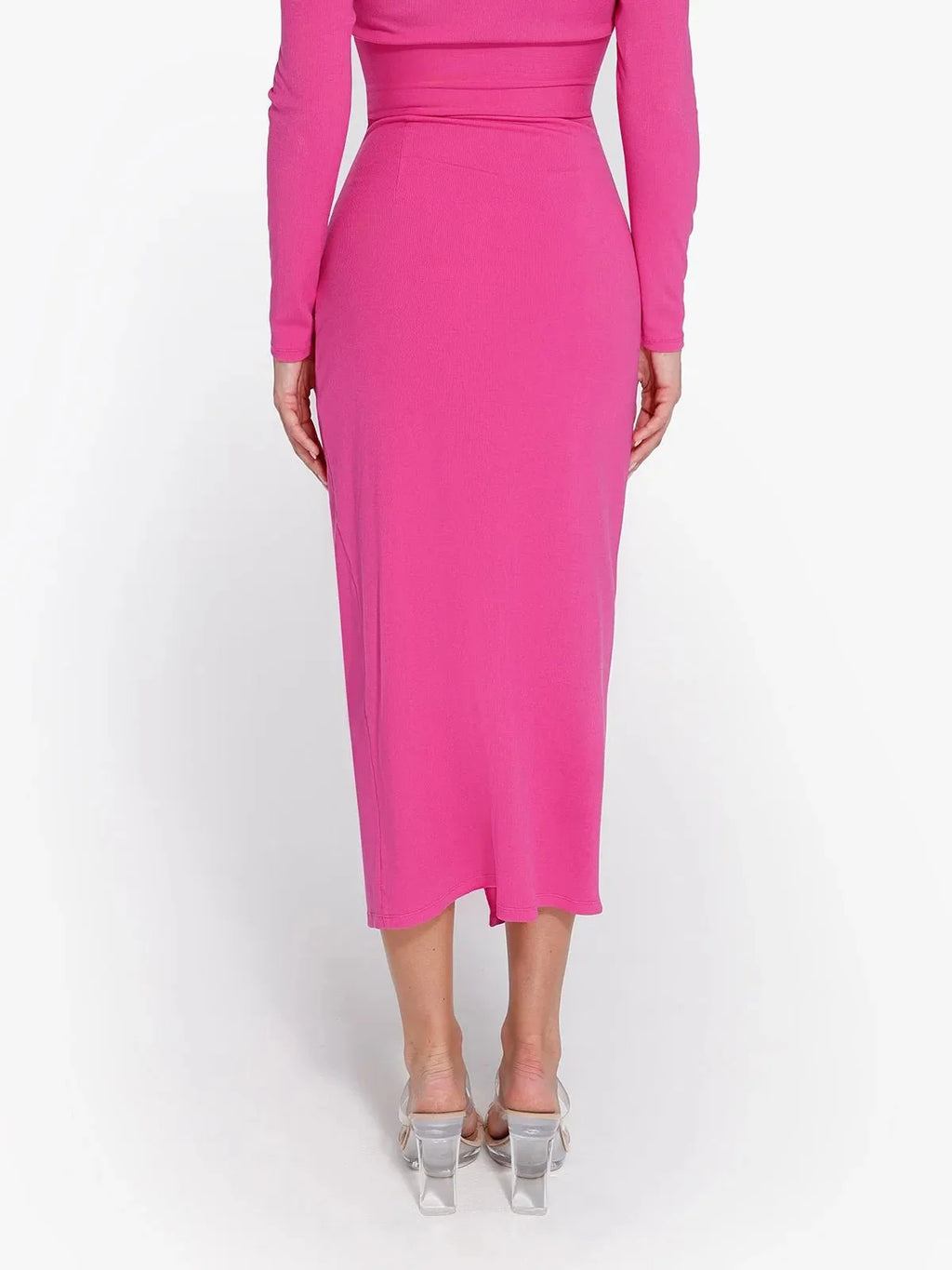 Shapewear Rib Modal Built In Sculpting Wrap Midi Skirt