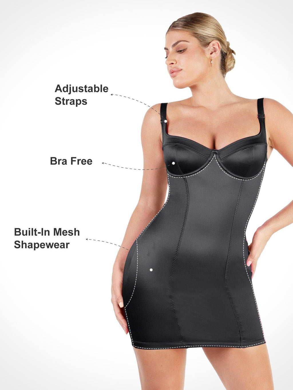 Shapewear Satin Bustier Scuplting Mini Dress