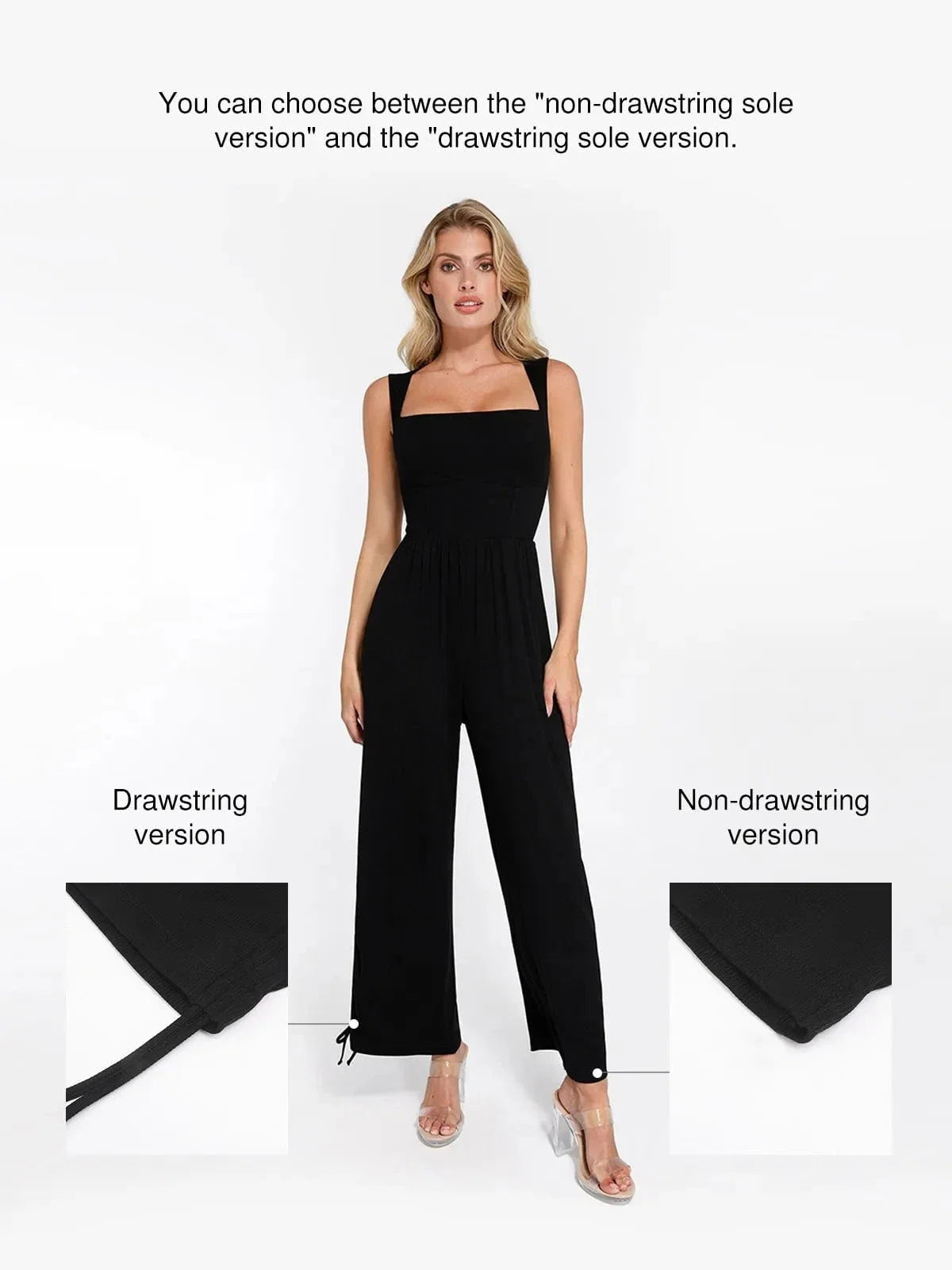 Shapewear Square Neck Tummy Control Wide Leg Jumpsuit