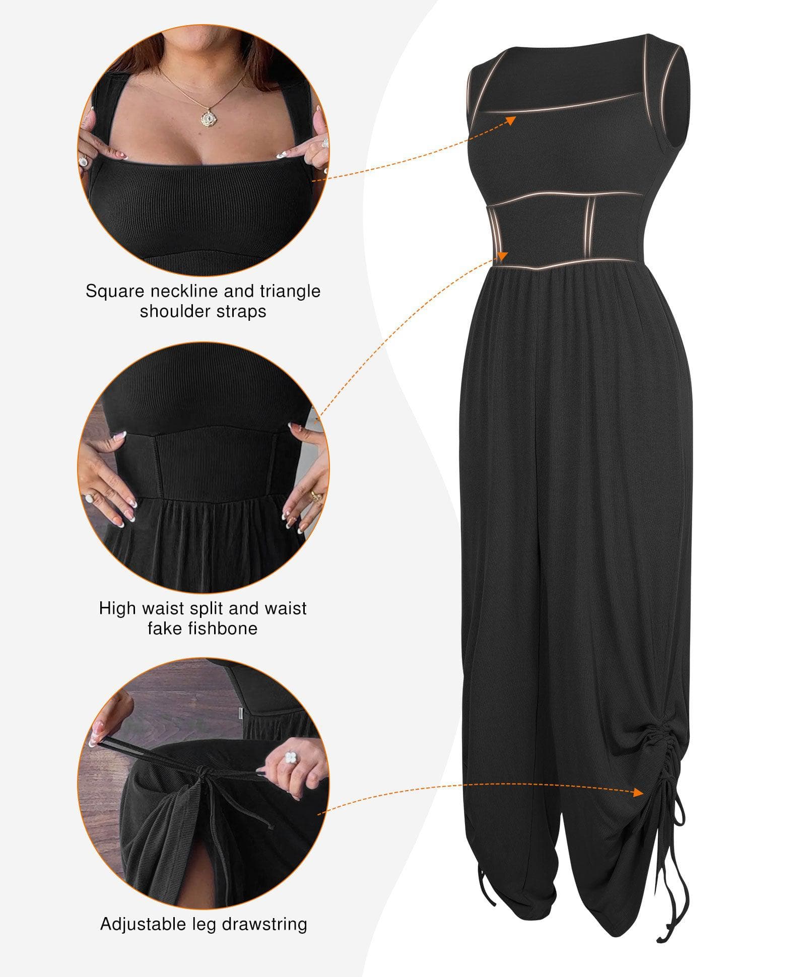 Shapewear Square Neck Tummy Control Wide Leg Jumpsuit