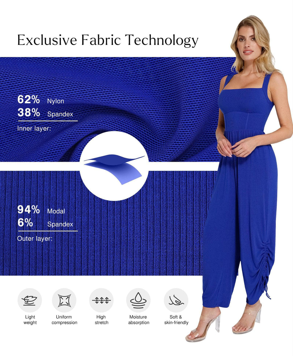 Shapewear Square Neck Tummy Control Wide Leg Jumpsuit