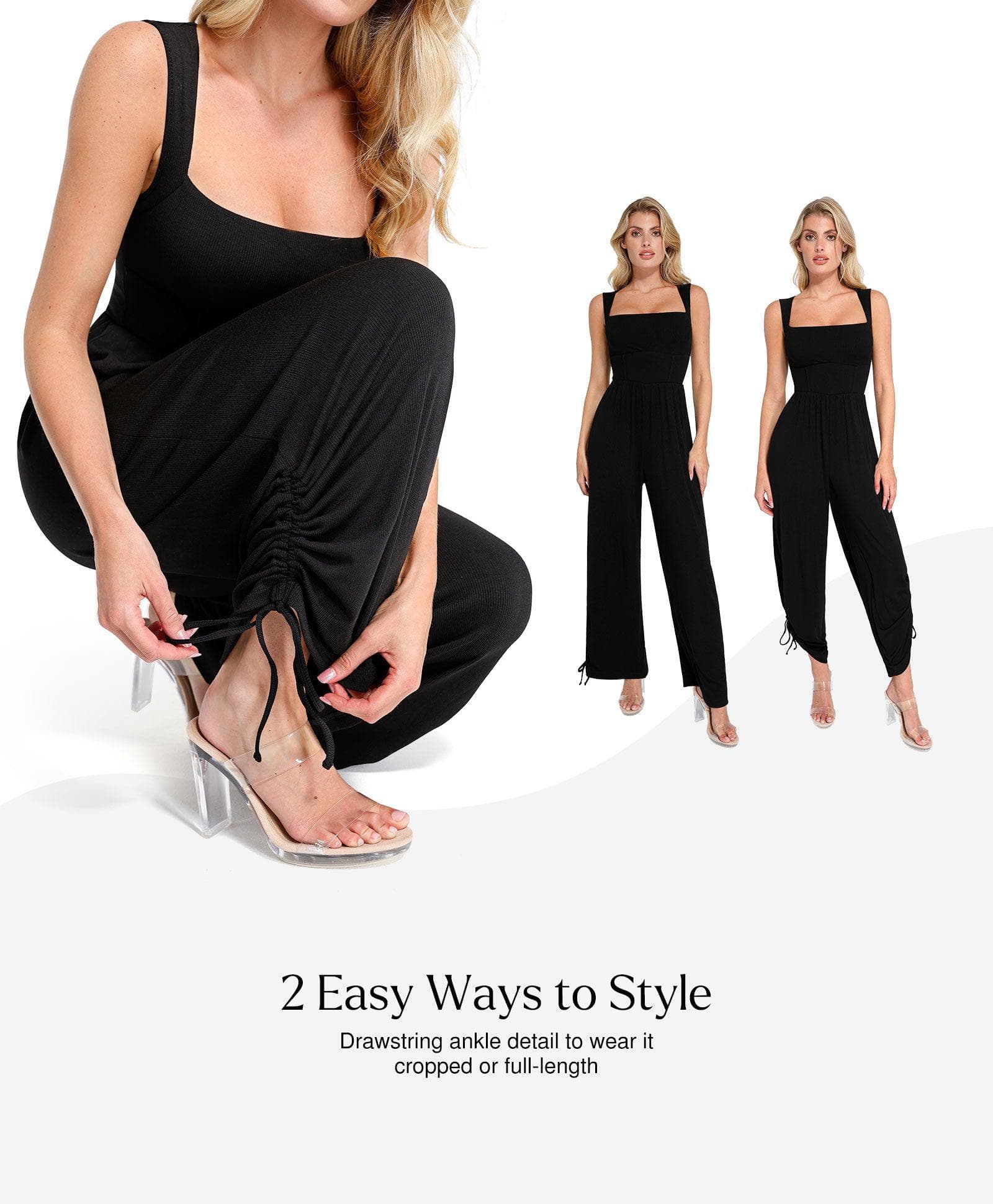 Shapewear Square Neck Tummy Control Wide Leg Jumpsuit