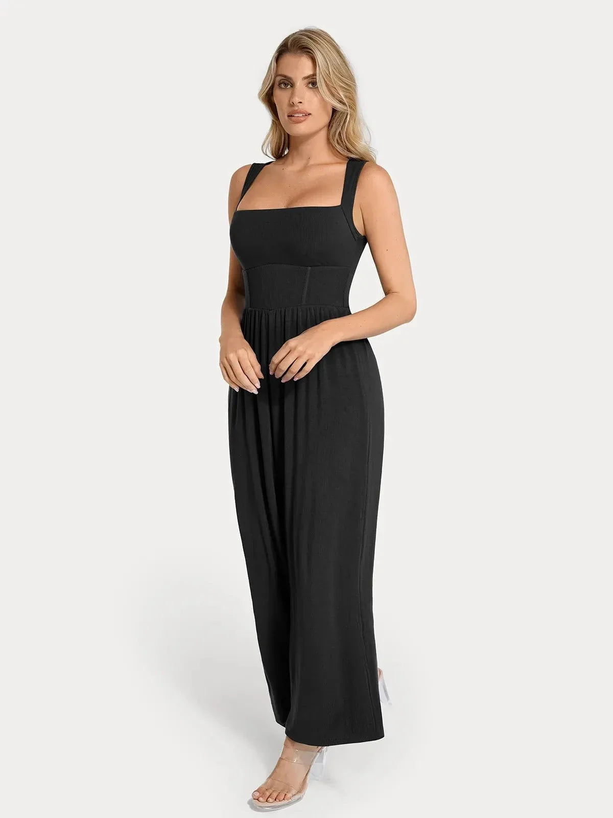 Shapewear Square Neck Tummy Control Wide Leg Jumpsuit