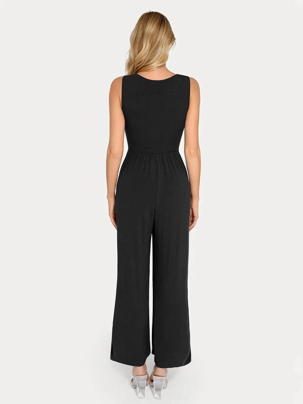 Shapewear Square Neck Tummy Control Wide Leg Jumpsuit