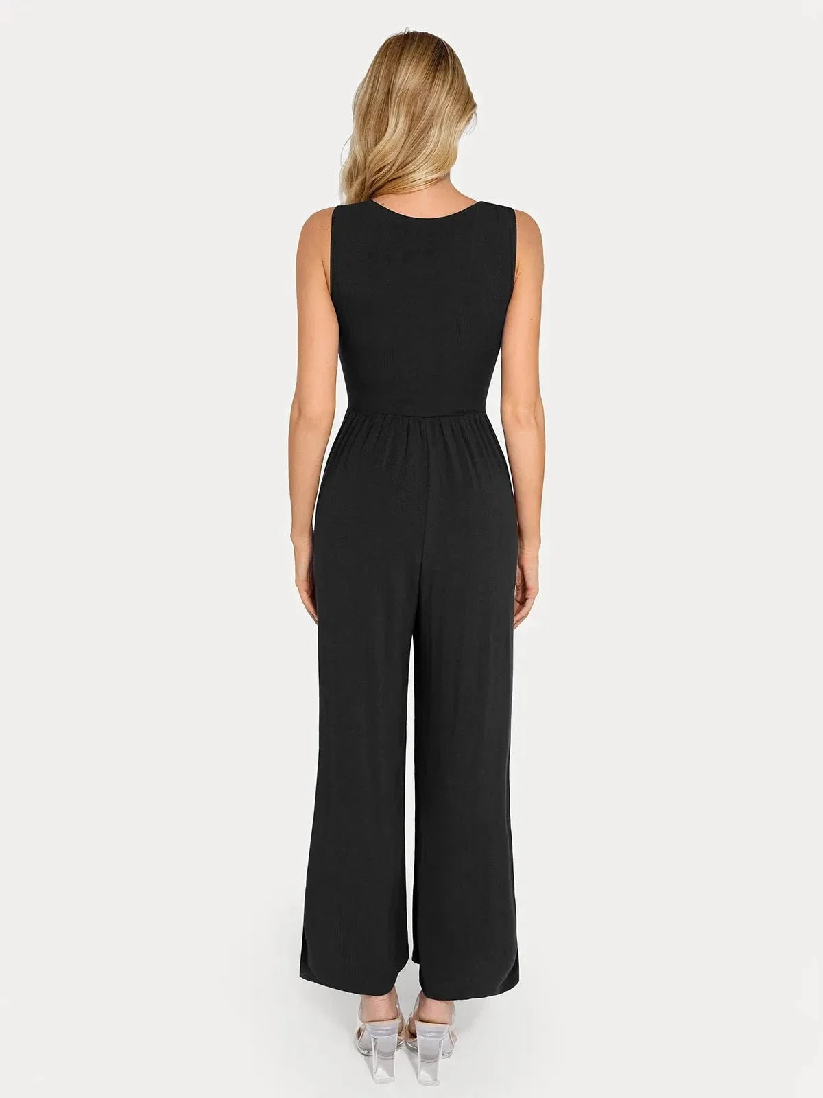 Shapewear Square Neck Tummy Control Wide Leg Jumpsuit