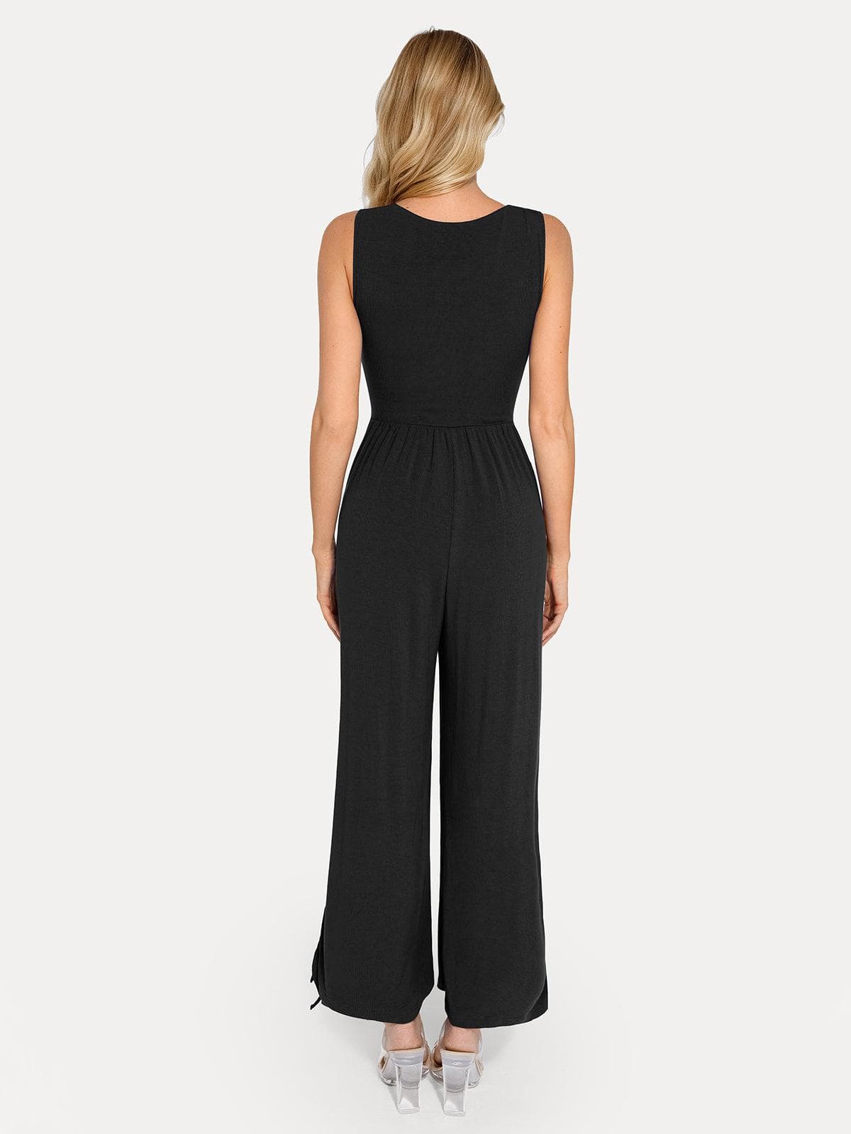 Shapewear Square Neck Tummy Control Wide Leg Jumpsuit