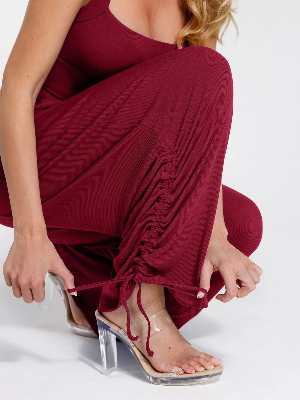 Shapewear Square Neck Tummy Control Wide Leg Jumpsuit