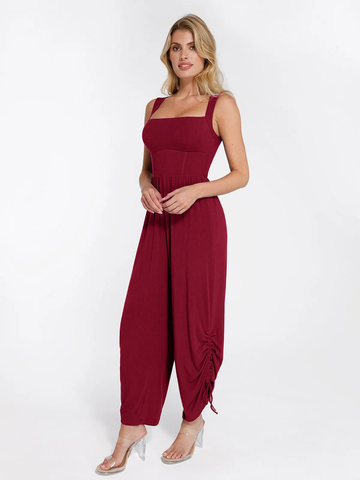Shapewear Square Neck Tummy Control Wide Leg Jumpsuit