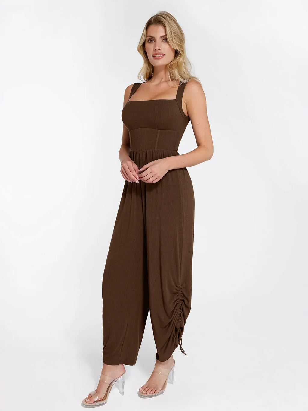 Shapewear Square Neck Tummy Control Wide Leg Jumpsuit