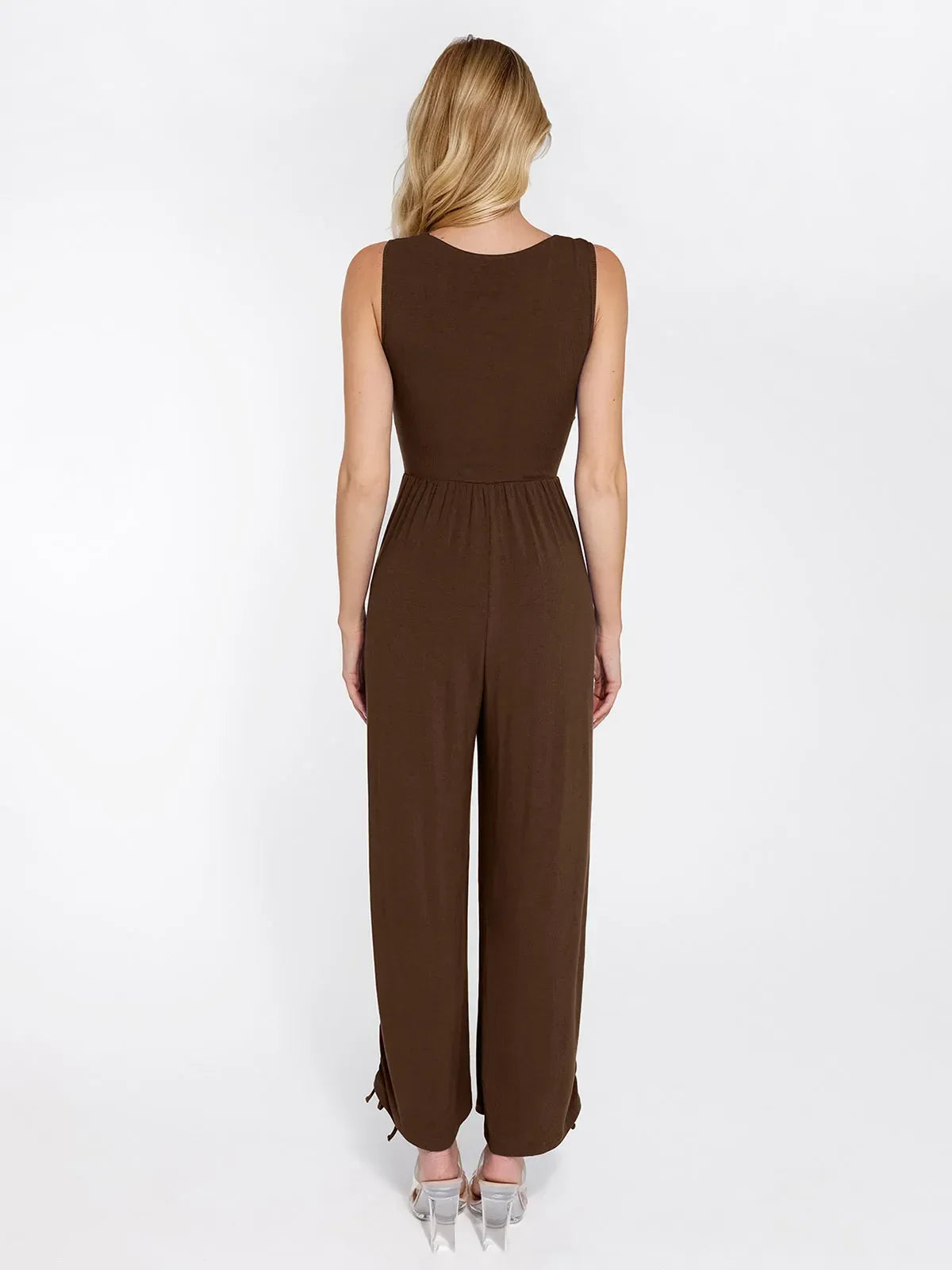 Shapewear Square Neck Tummy Control Wide Leg Jumpsuit
