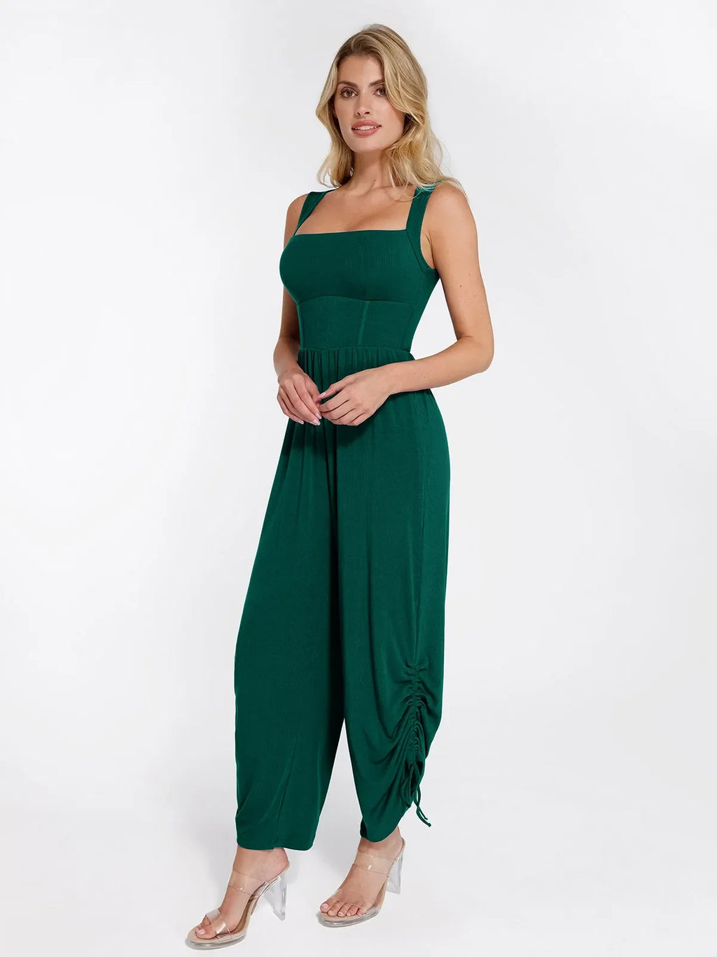 Shapewear Square Neck Tummy Control Wide Leg Jumpsuit