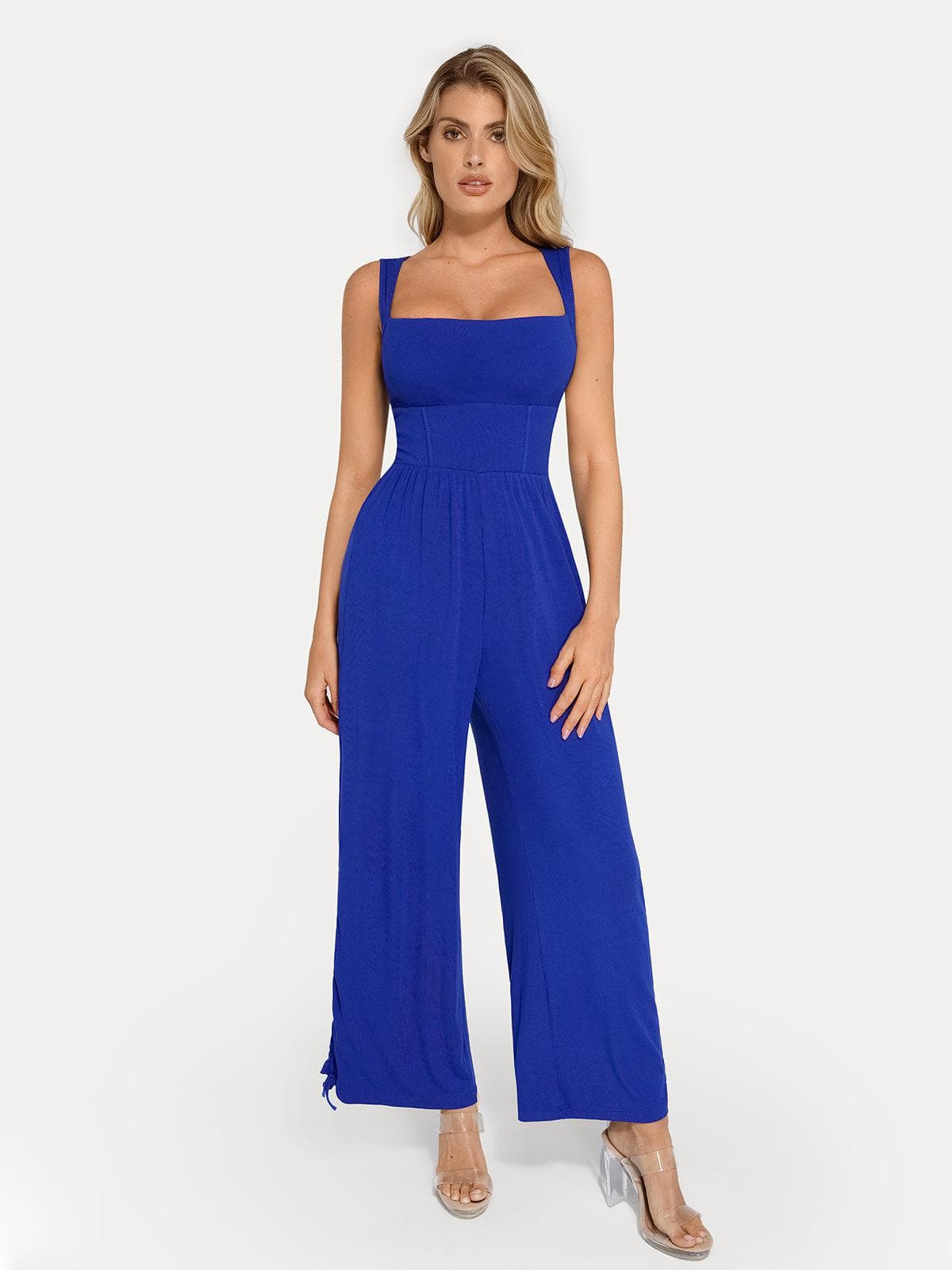 Shapewear Square Neck Tummy Control Wide Leg Jumpsuit