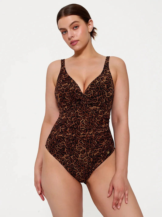 Shapewear Ruched Twist Front Sculpting Swimsuit
