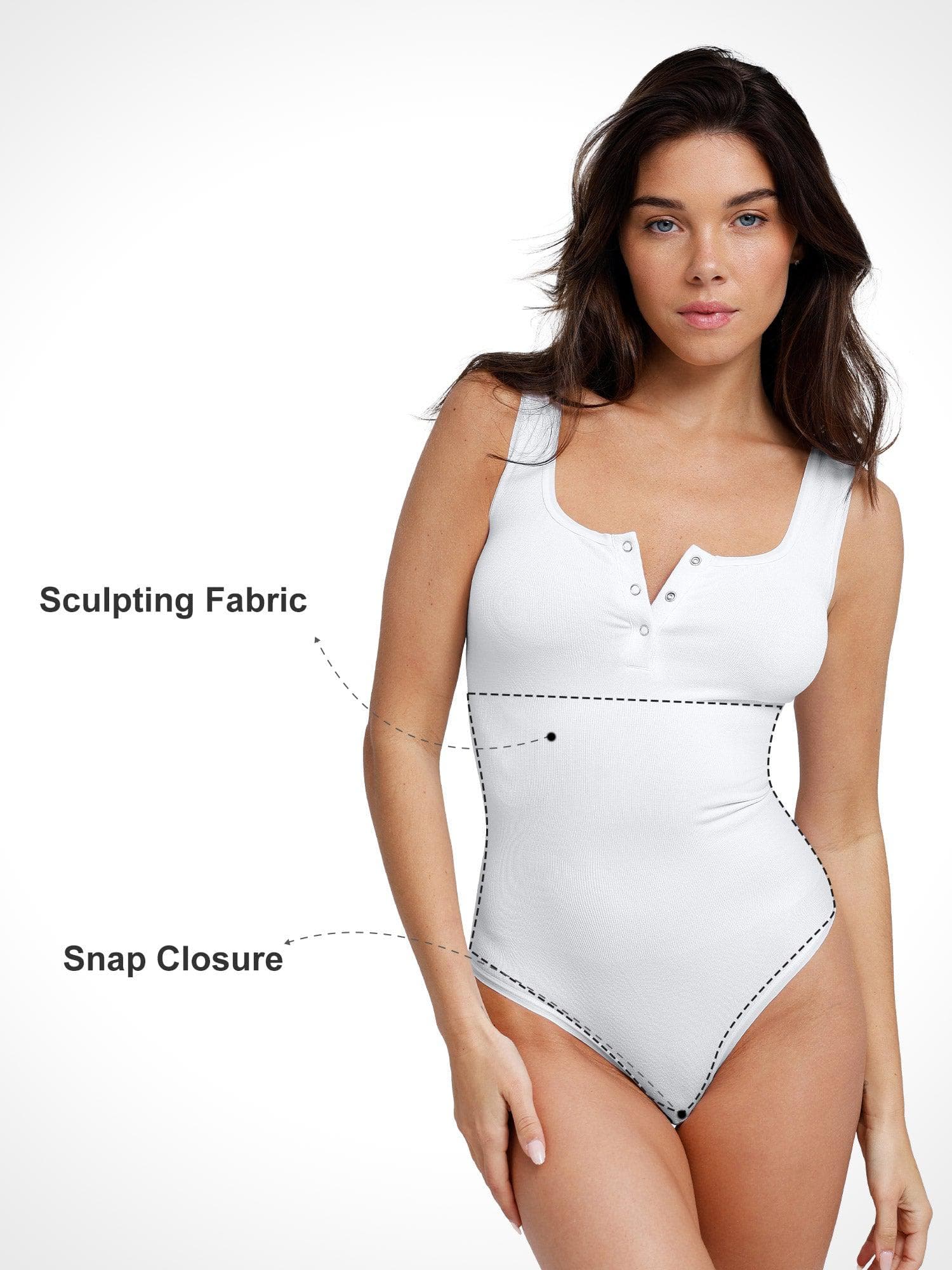 Day To Night Set Square Neck Tank Bodysuit Built-in Shapewear Pants