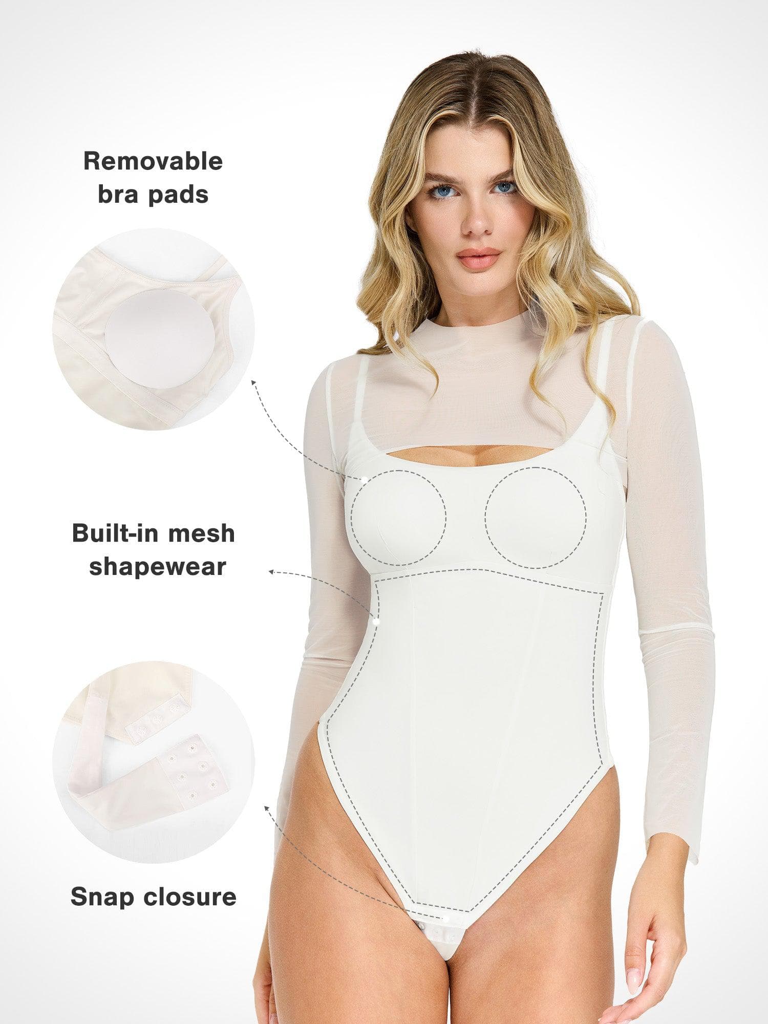 Shapewear Long Sleeve Sculpting Mesh Shrug Bodysuit Set