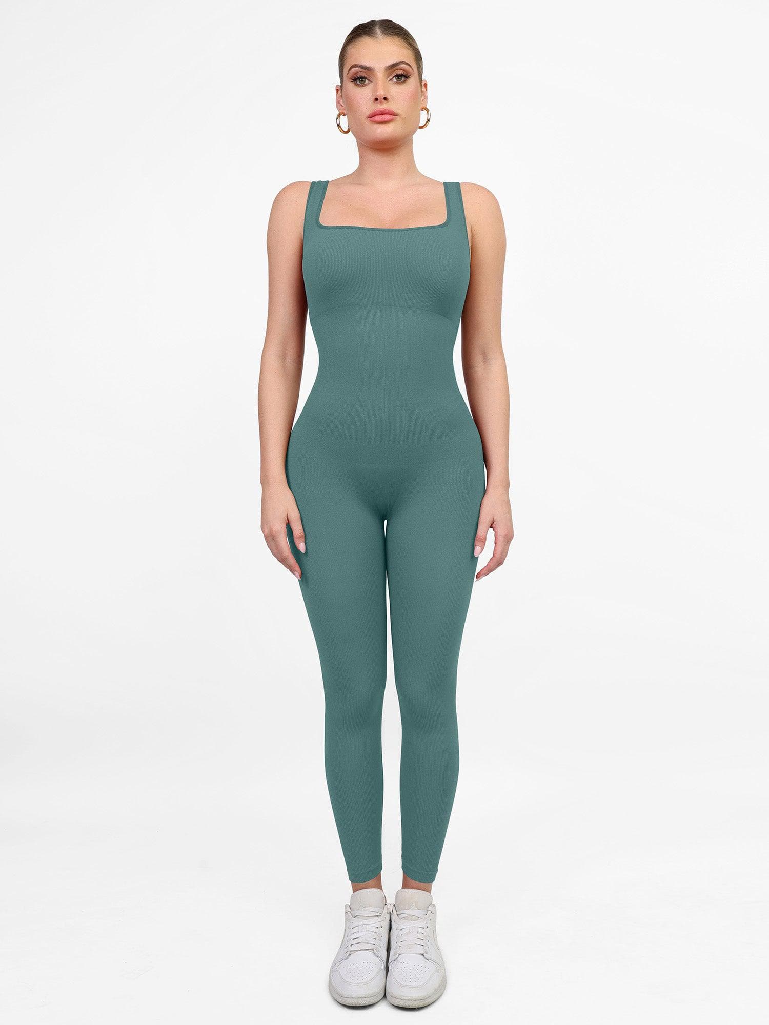 Shapewear Square Neck Tank Workout Seamless Jumpsuit