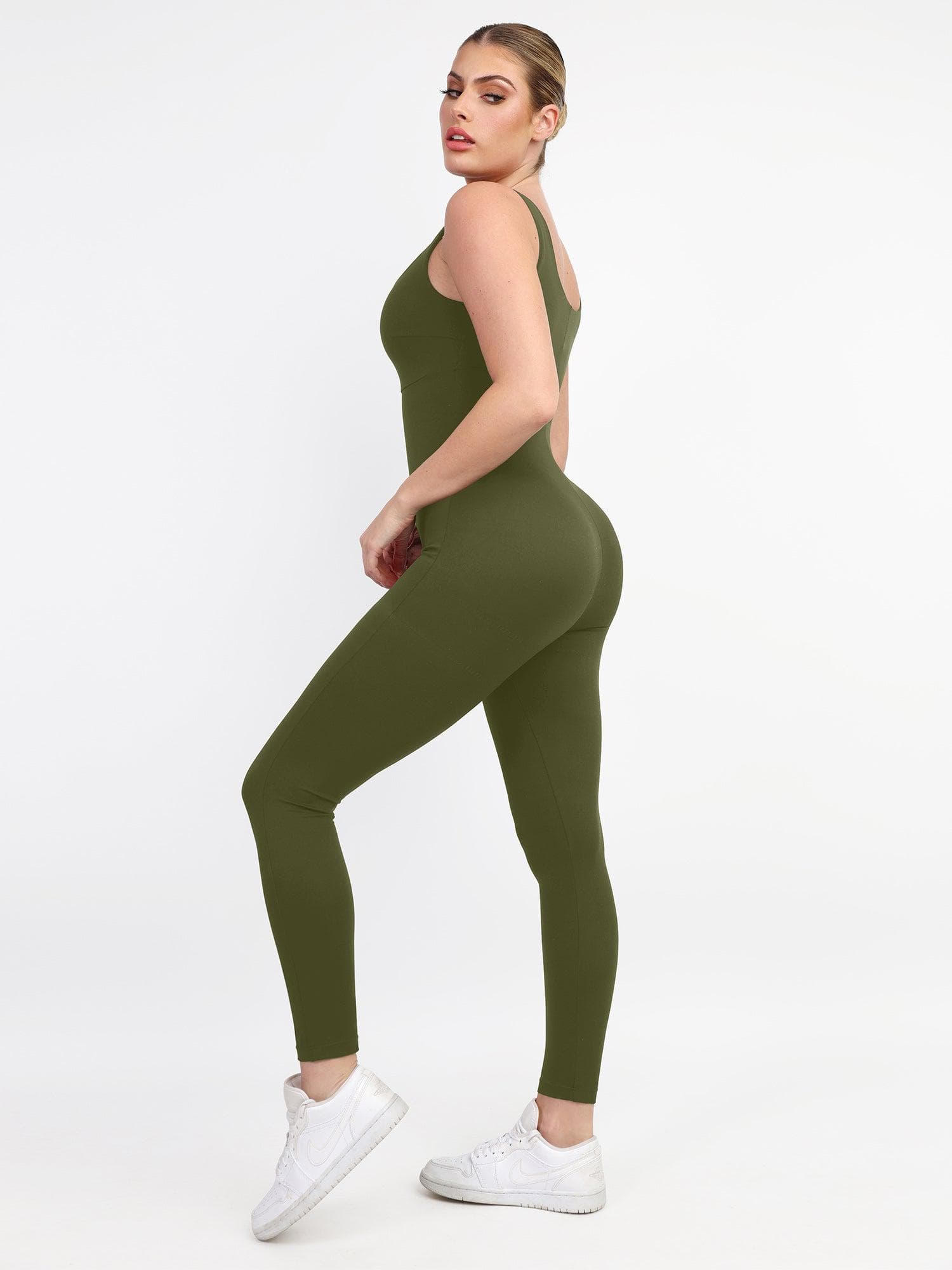 Shapewear Square Neck Slimming Workout Jumpsuit
