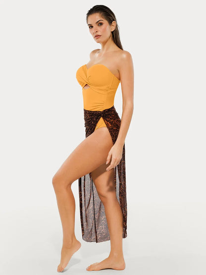 Twist & Shirred Sculpting One-Piece with Removable Straps