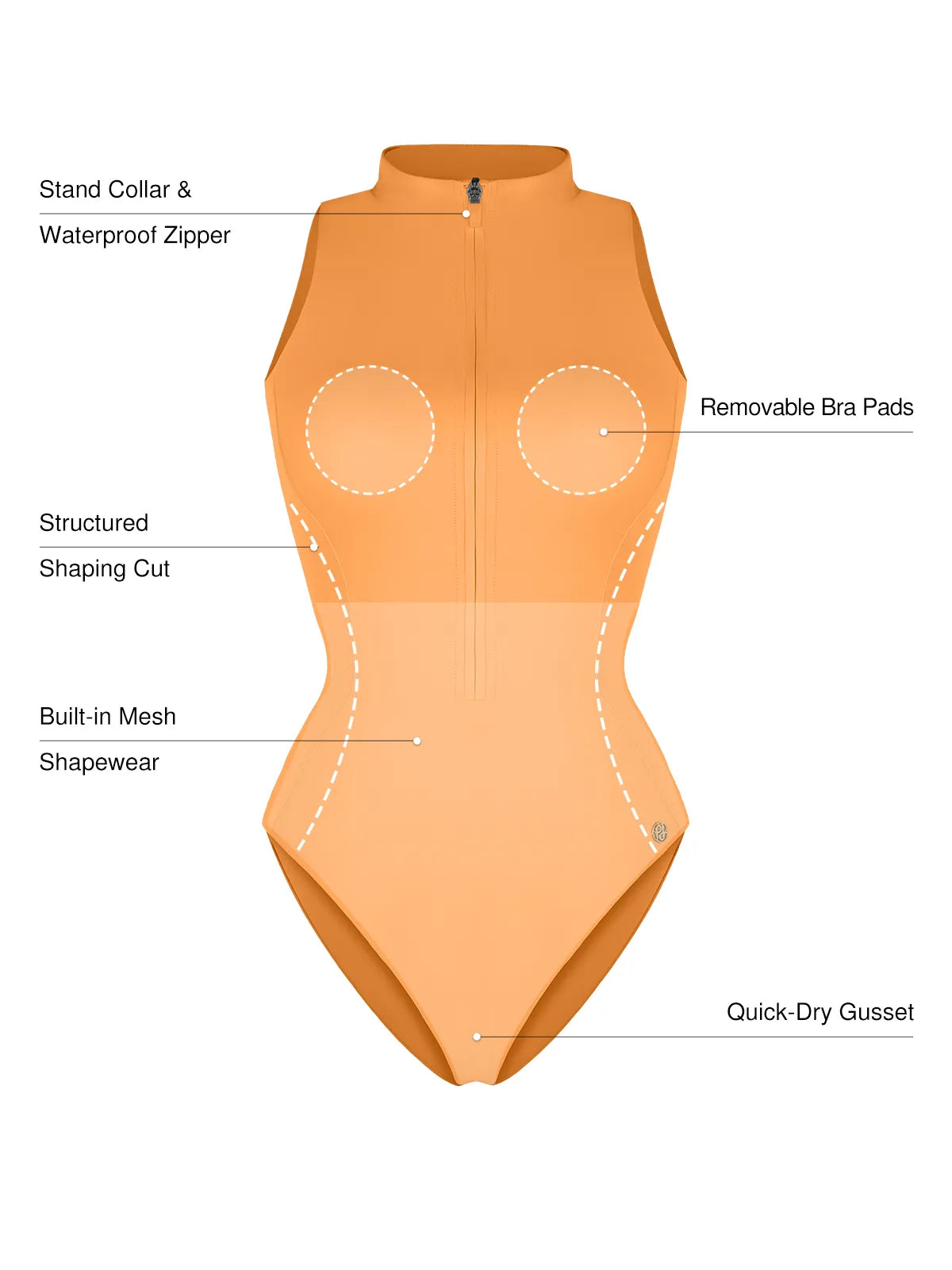 Zip-Front Waist Shaping Swimsuit