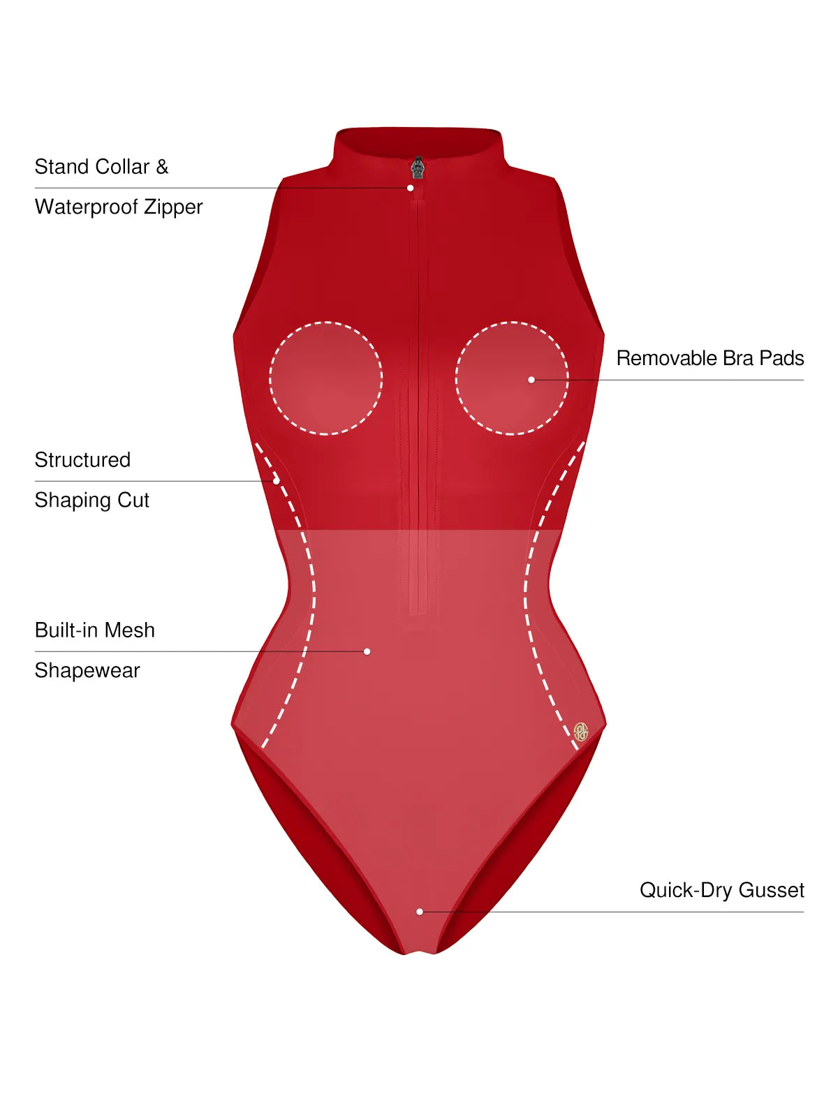Zip-Front Waist Shaping Swimsuit
