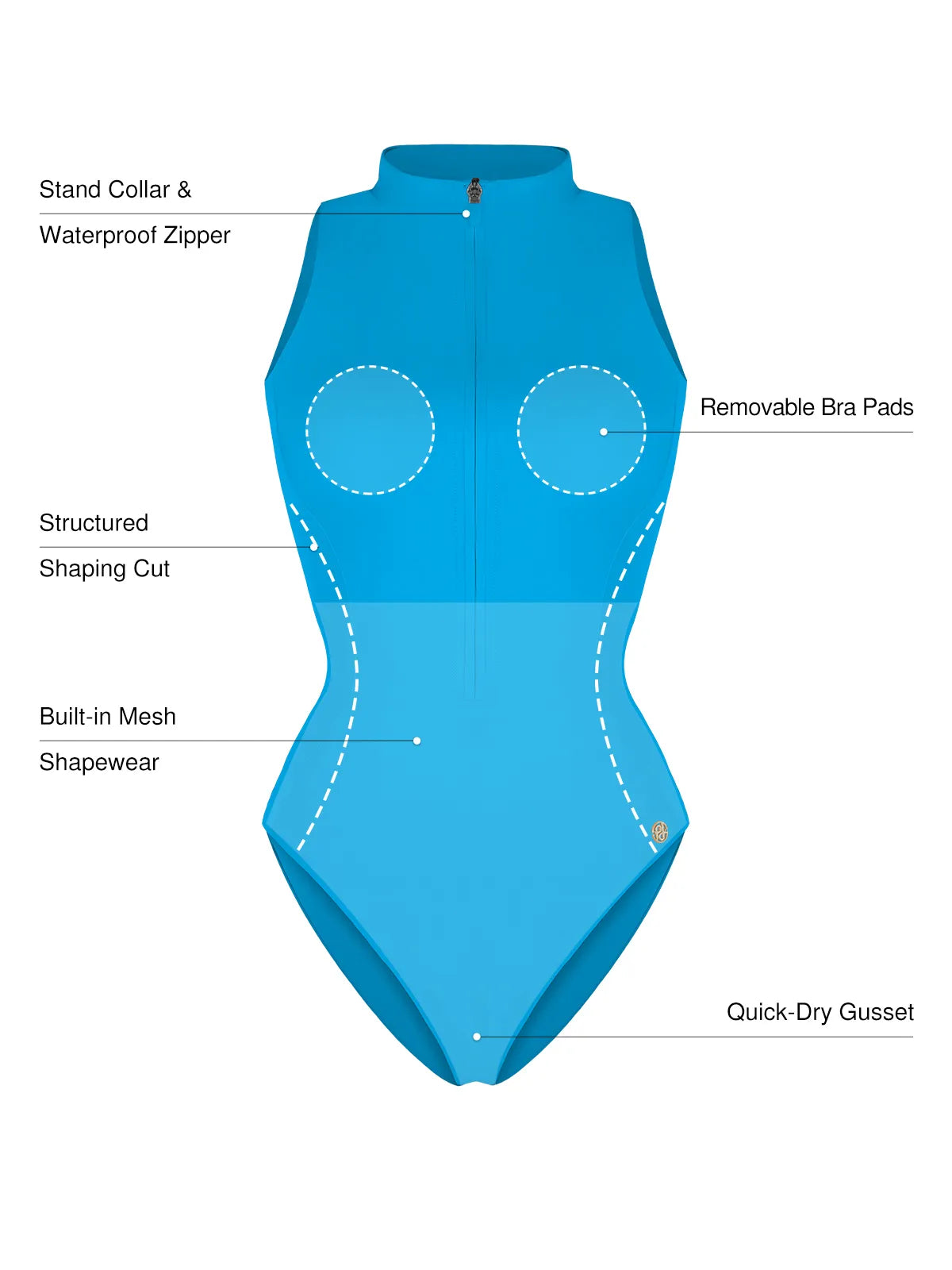 Zip-Front Waist Shaping Swimsuit