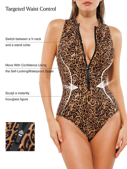 Zip-Front Waist Shaping Swimsuit
