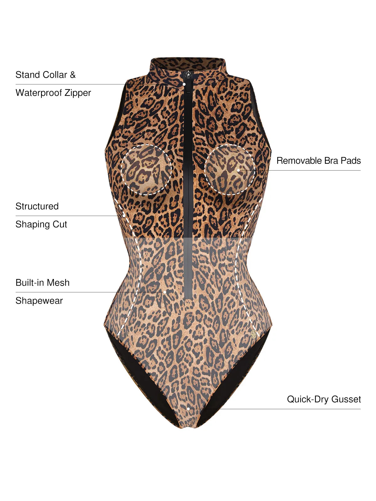 Zip-Front Waist Shaping Swimsuit